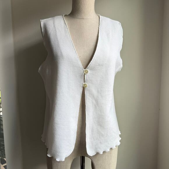 Vintage Victoria’s Secret White Knit Button Vest Top Women’s Large - Picture 3 of 8